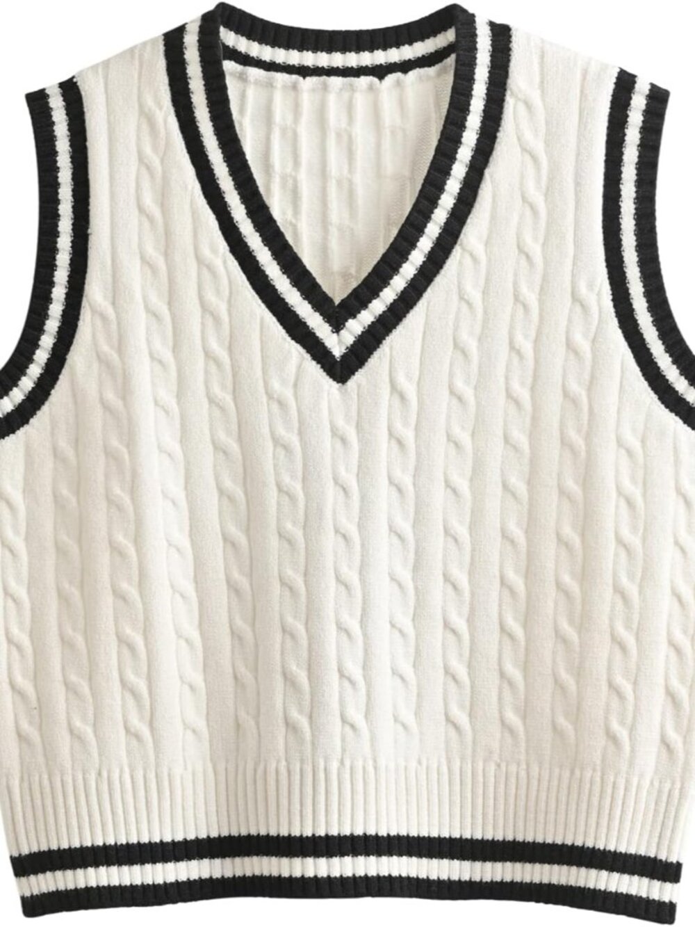 Women's Sweater Vest,Y2K Sleeveless Pattern Preppy Style Knitted Crop Tank Top f